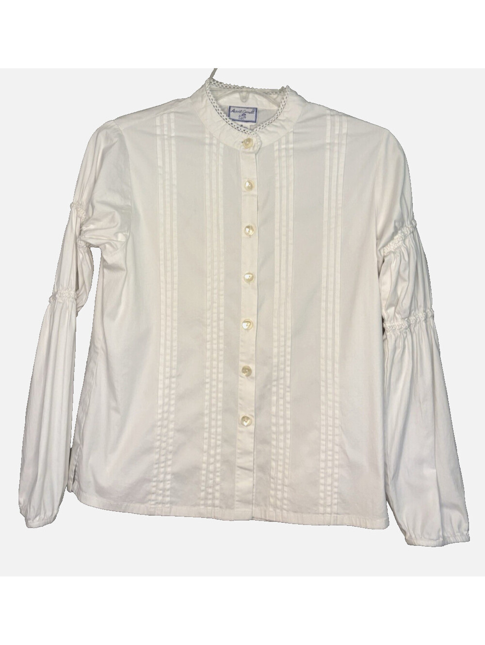 Vintage 1990's April Cornell Women's Boho Victorian White Pintuck Blouse Sz M EU